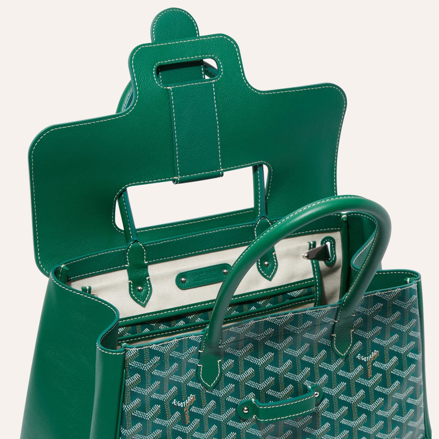 Goyard Saigon Tote Green Goyardine Canvas Palladium Hardware - Image 5